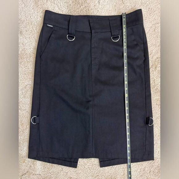 Vintage Y2K Serious LA Black Pencil Skirt with D-rings and Back Slit SZ M - Picture 5 of 6